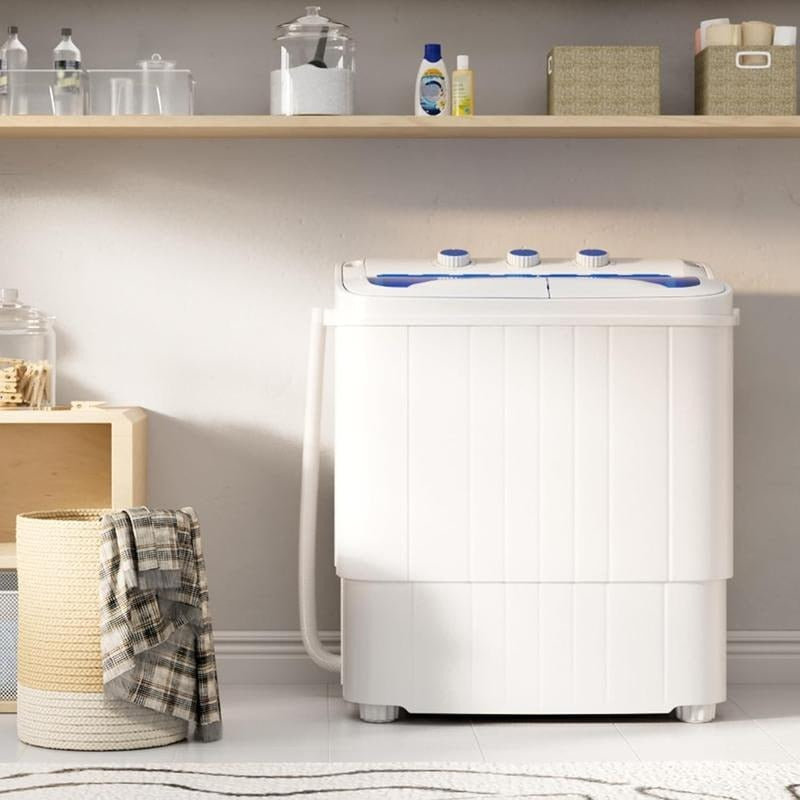 Halvora Portable Washing Machine compact twin tub washer and spin dryer for apartments, dorms, RVs, and small spaces