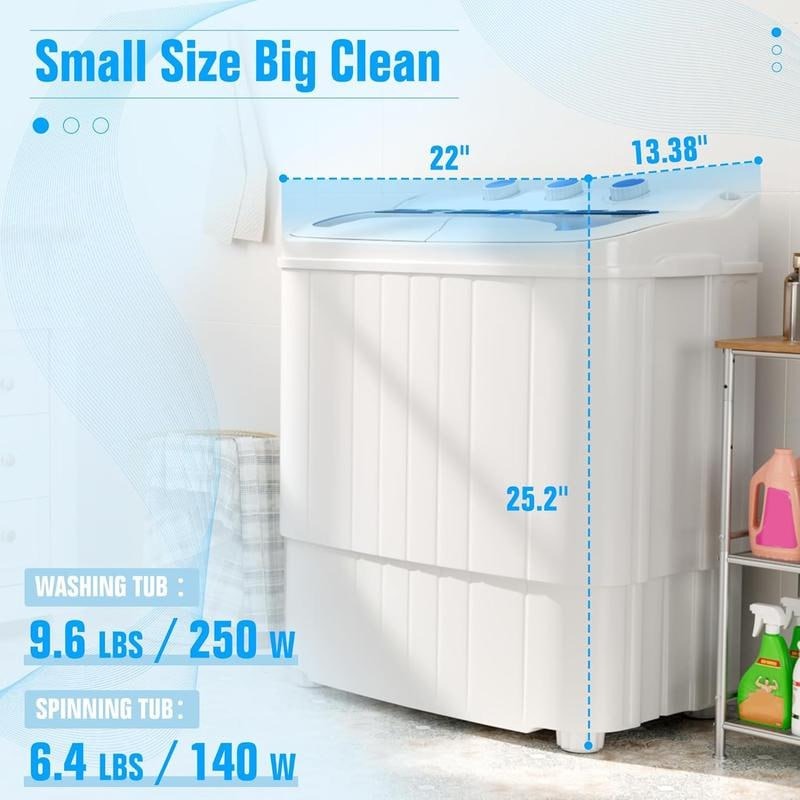 Halvora Portable Washing Machine compact twin tub washer and spin dryer for apartments, dorms, RVs, and small spaces