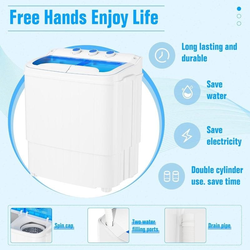 Halvora Portable Washing Machine compact twin tub washer and spin dryer for apartments, dorms, RVs, and small spaces